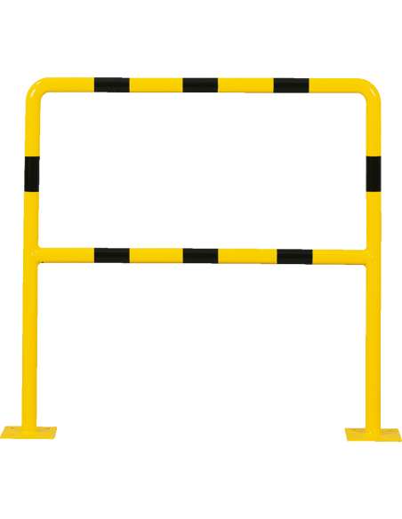 Veiligheidshek Light met voetplaat, geel zwart, 1000 x 1000 mm