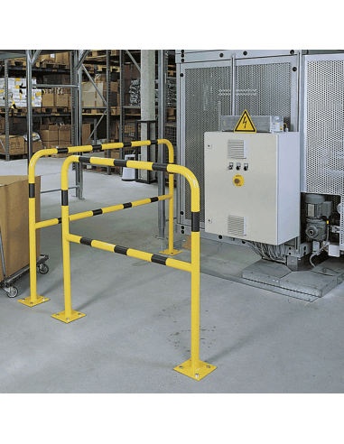 Veiligheidshek Light met voetplaat, geel zwart, 1000 x 1000 mm