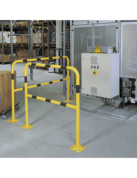 Veiligheidshek Light met voetplaat, geel zwart, 1000 x 1000 mm