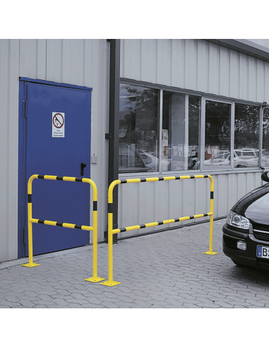 Veiligheidshek Light met voetplaat, geel zwart, 1500 x 1000 mm