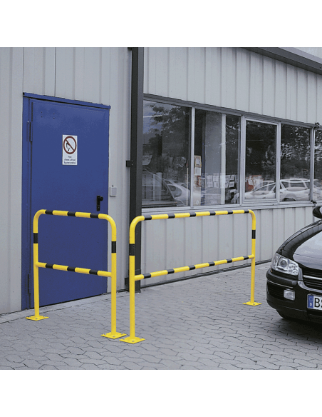 Veiligheidshek Light met voetplaat, geel zwart, 1500 x 1000 mm
