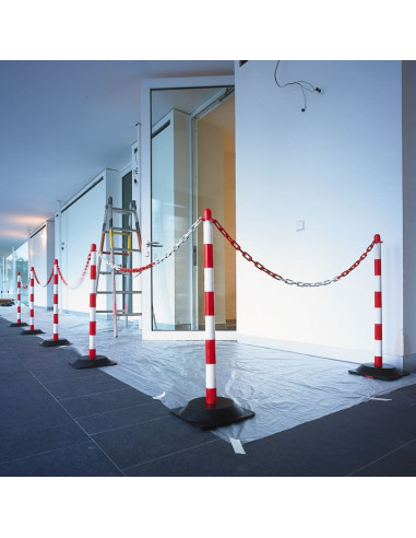 Kettingpaal met rubberen voet, rood wit