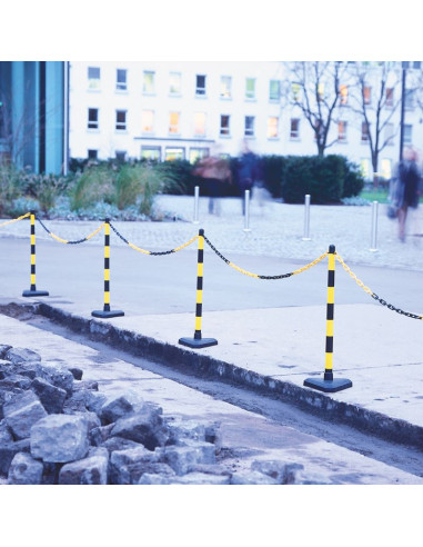 Kettingpaal met rubberen voet, geel zwart