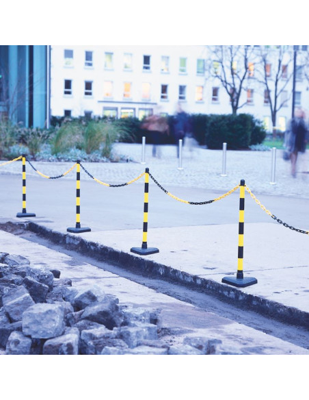 Kettingpaal met rubberen voet, geel zwart