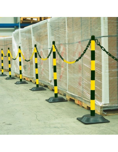 Kettingpaal met rubberen voet, geel zwart