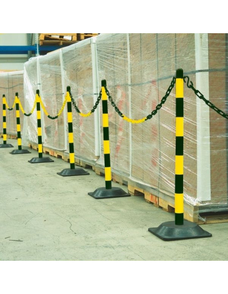 Kettingpaal met rubberen voet, geel zwart