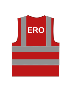 ERO hesje rood, met horizontale en verticale reflecterende strepen