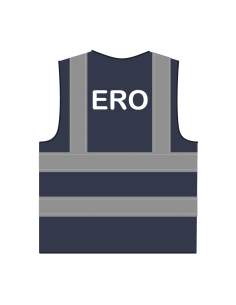 ERO hesje bordeauxrood, met horizontale en verticale reflecterende strepen