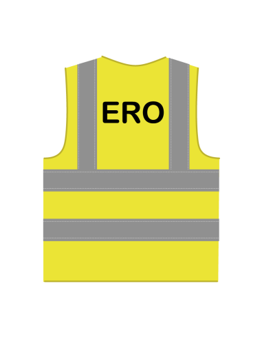 ERO hesje geel, horizontale en verticale reflecterende strepen