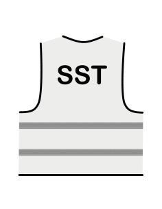 SST hesje wit, met horizontale reflecterende strepen
