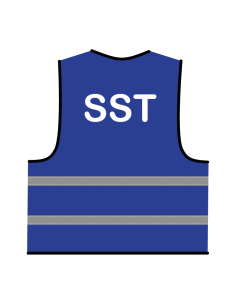 SST hesje blauw, met horizontale reflecterende strepen