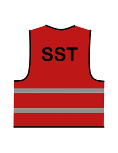 SST hesje rood, met horizontale reflecterende strepen