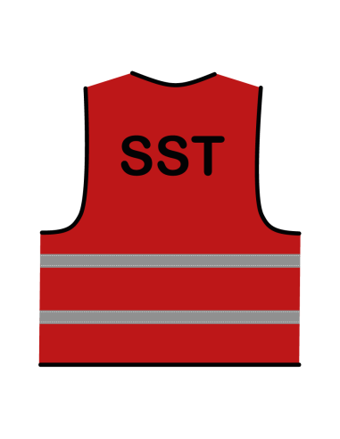SST hesje rood, met horizontale reflecterende strepen