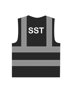 SST hesje RWS zwart, met horizontale en verticale reflecterende strepen