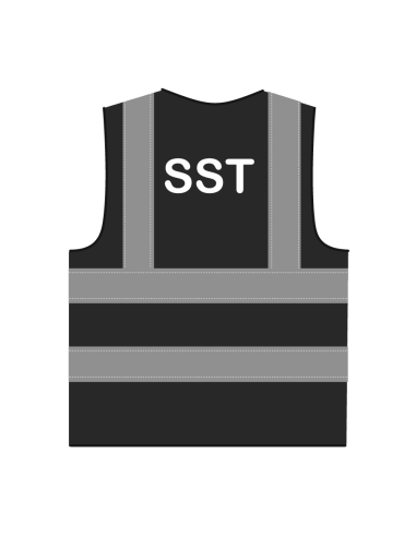 SST hesje RWS zwart, met horizontale en verticale reflecterende strepen