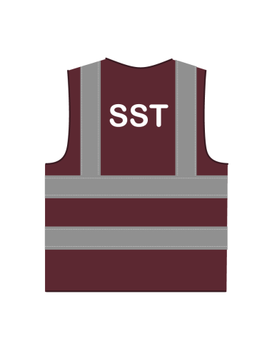 SST hesje RWS bordeauxrood, met horizontale en verticale reflecterende strepen