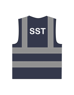 SST hesje RWS marineblauw, met horizontale en verticale reflecterende strepen