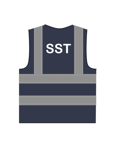 SST hesje RWS marineblauw, met horizontale en verticale reflecterende strepen