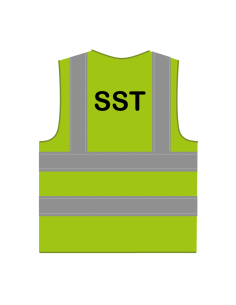 SST hesje RWS limoengroen, met horizontale en verticale reflecterende strepen