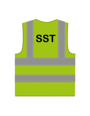 SST hesje RWS limoengroen, met horizontale en verticale reflecterende strepen