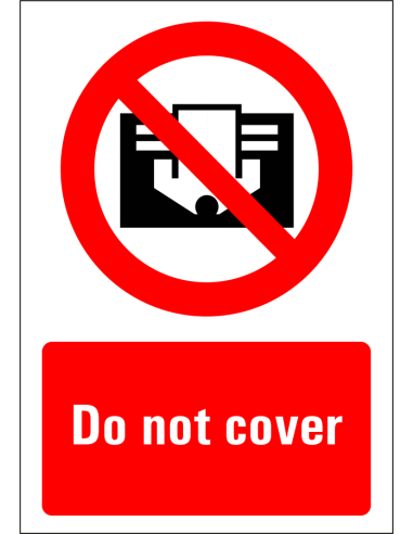 Do not cover sticker, rood wit, rechthoekig, tekst do not cover, Engelse tekst