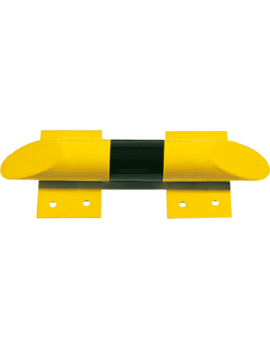 Stootbalk met schuine afloop, geel zwart, 500 mm lang