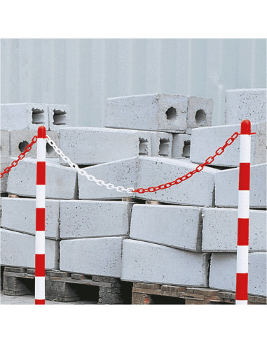 Kunststof ketting, fluo rood wit, maximaal 10 meter