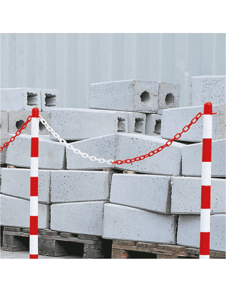 Kunststof ketting, fluo rood wit, maximaal 10 meter