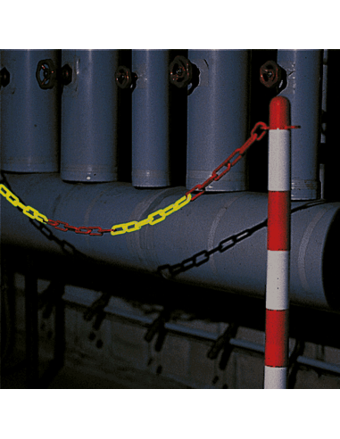 Kunststof ketting, fluo rood wit, maximaal 10 meter