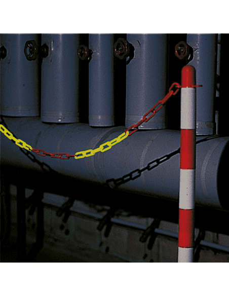 Kunststof ketting, fluo rood wit, maximaal 10 meter