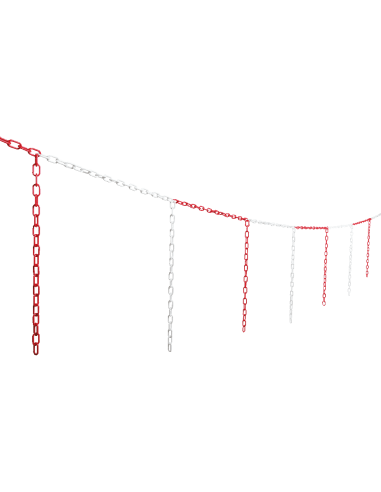 Kettingbarrière met verticale kettingen, kunststof, 5 meter, rood wit