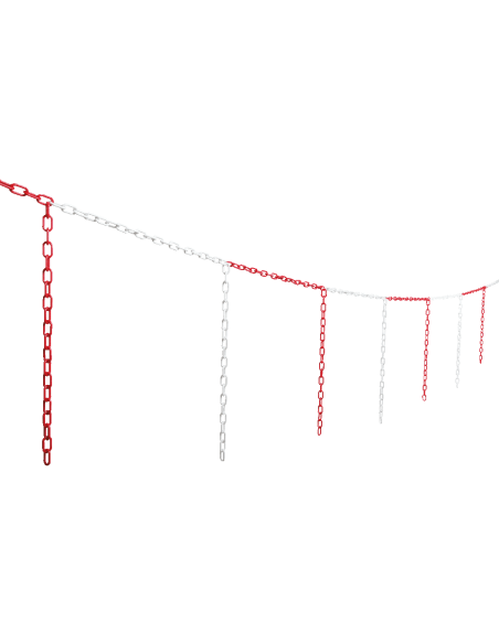 Kettingbarrière met verticale kettingen, kunststof, 5 meter, rood wit