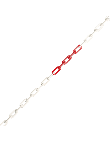 Afzetketting rood wit, sterk nylon, per meter