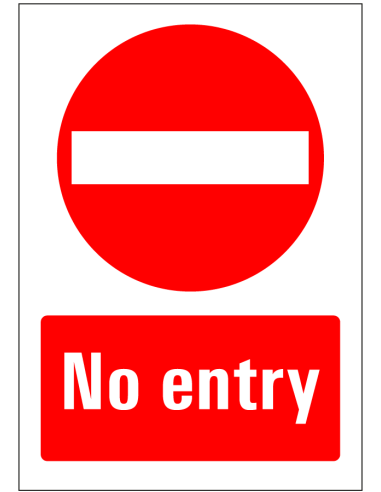 No entry bord, rood wit, rechthoekig, Engelse tekst, no entry symbool met tekst no entry
