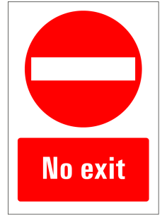 No exit bord, rood wit, rechthoekig, Engelse tekst, no exit symbool met tekst no exit