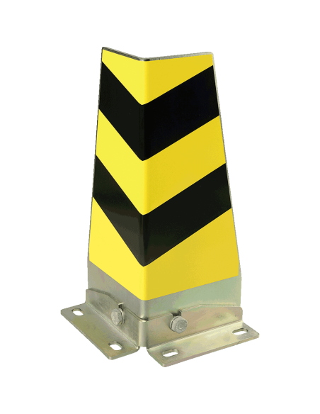 Hoekbeschermer muur met voetplaat, 400 mm, geel zwart