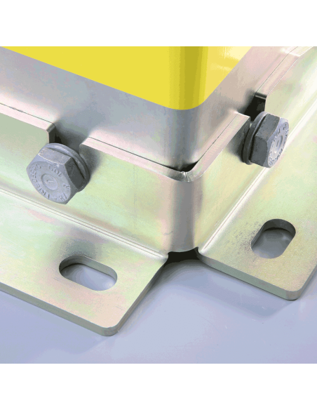 Hoekbeschermer muur met voetplaat, 400 mm, geel zwart