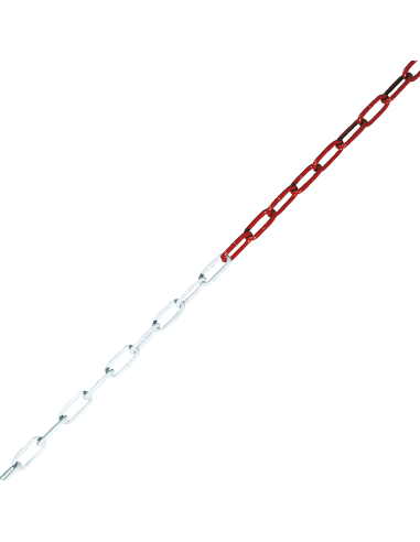 Roestvrijstalen afzetketting, rood wit, maximaal 15 meter