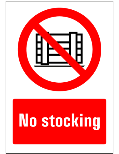 No stocking bord, rood wit, rechthoekig, symbool pallet met Engelse tekst no stocking