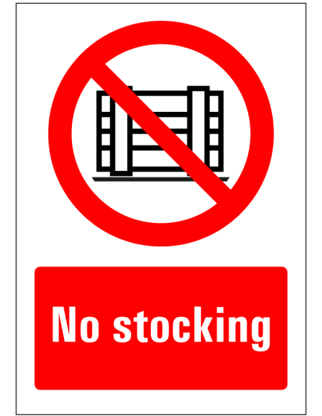 No stocking bord, rood wit, rechthoekig, symbool pallet met Engelse tekst no stocking