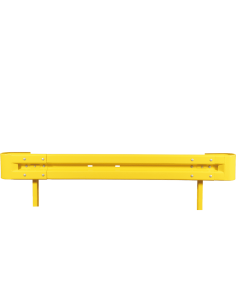 Stalen vangrails starterset, geel, bevestiging in de grond, 1330 x 515 mm