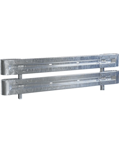 Dubbele stalen vangrails starterset, verzinkt staal, bevestiging in de grond, 1330 x 515 mm