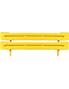 Dubbele stalen vangrails starterset, verzinkt staal, bevestiging in de grond, 1330 x 515 mm, geel
