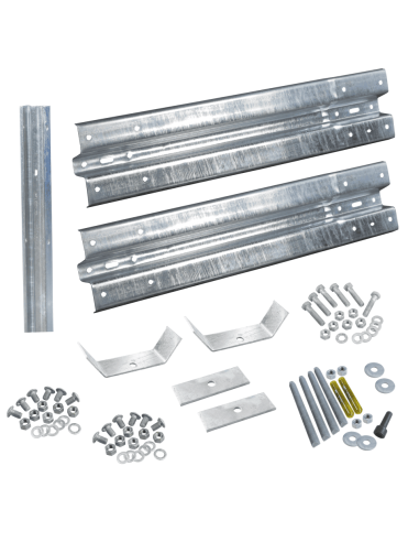 Dubbele stalen vangrails uitbreidingsset, verzinkt staal, bevestiging in de grond, 1330 x 515 mm
