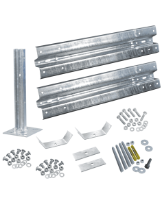 Dubbele stalen vangrails uitbreidingsset, verzinkt staal, bevestiging op de grond, 1330 x 515 mm