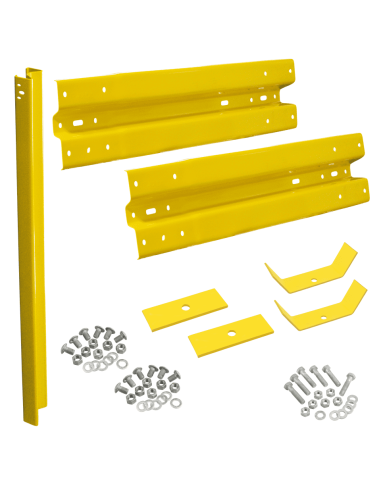 Dubbele stalen vangrails uitbreidingsset, verzinkt staal, bevestiging in de grond, 1330 x 515 mm, geel