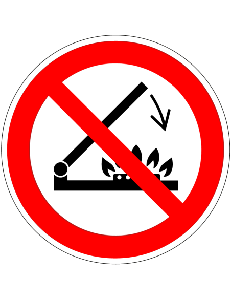 Sluit het deksel niet wanneer de branders werken bord, kunststof, P073 , rood wit, rond, deksel en brander pictogram