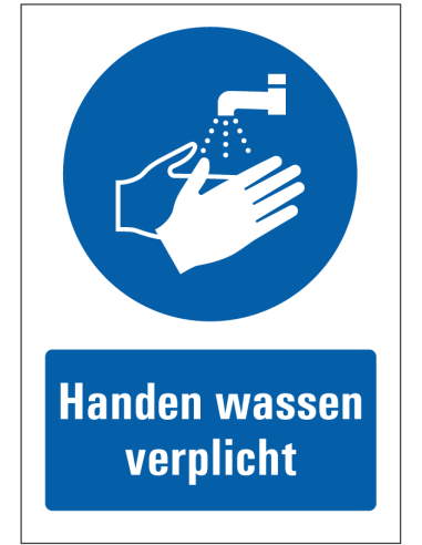 Handen wassen verplicht bord met tekst
