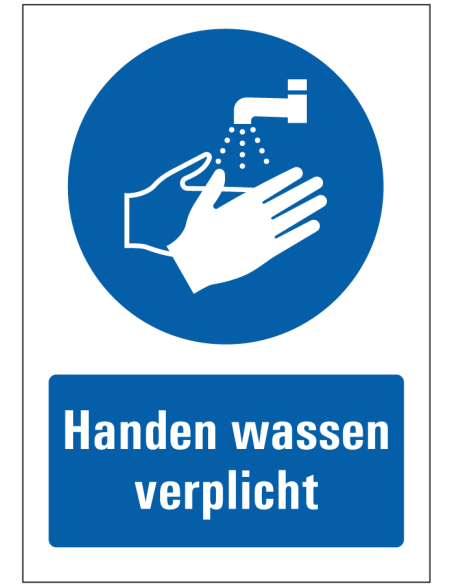 Handen wassen verplicht bord met tekst