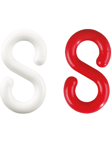 S-haken, kunststof, rood wit, 10 stuks
